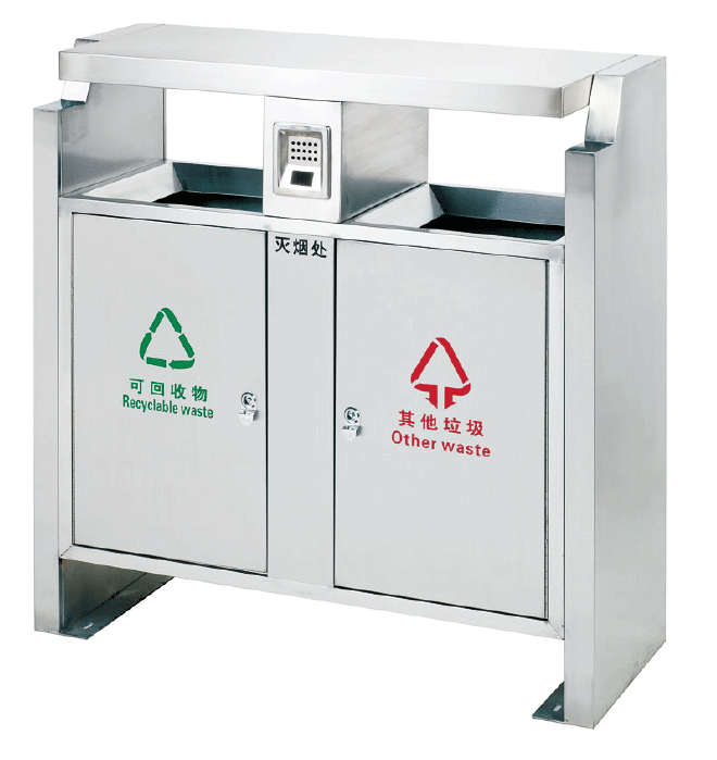 不锈钢二分类果皮箱003